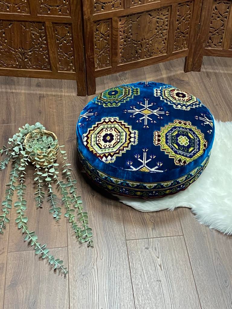 UITVERKOOP / Vloerkussen / Loungekussen / 50x20cm, Blauw, ., Rond, Nieuw