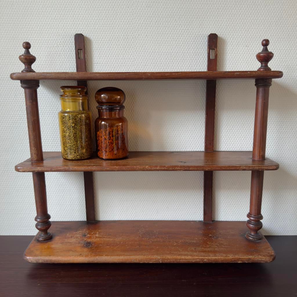 Antiek Houten Keukenrek, Wandrek, Kruidenrek, 1910, 1920, Ophalen of Verzenden