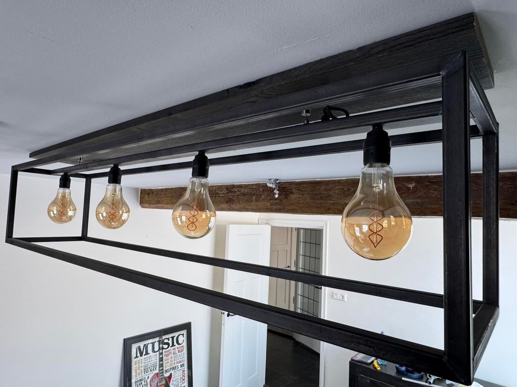 Hanglamp staal industrieel van Looiershuis, Huis en Inrichting, Ophalen, Zo goed als nieuw, Minder dan 50 cm