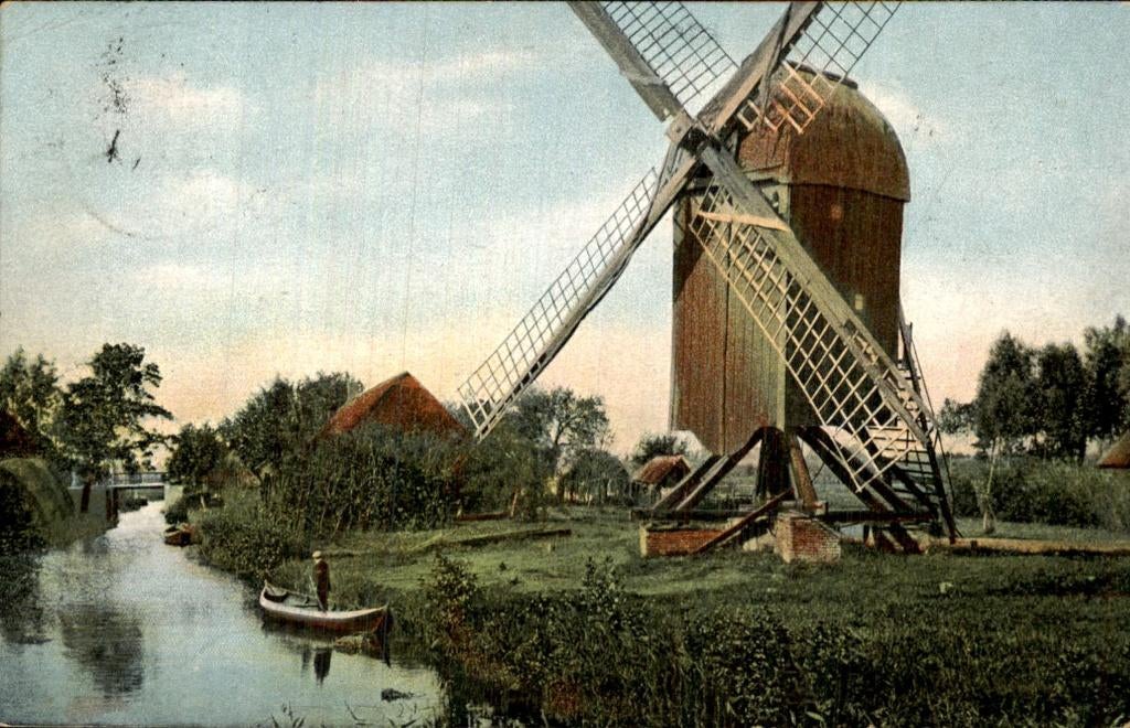 Wanneperveen - Molen - aan kanaal, Verzamelen, Ansichtkaarten | Nederland, Gelopen, Overijssel, Voor 1920, Ophalen of Verzenden