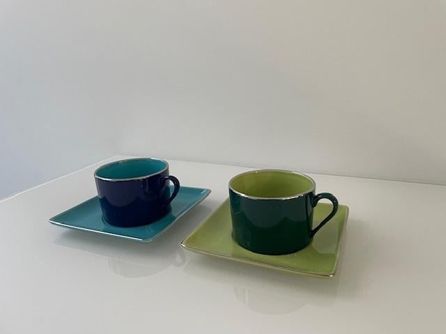 Yves Deshoulières Apilco Limoges kop en schotels – set van 2, Ophalen of Verzenden, Zo goed als nieuw, Effen, Kop(pen) en/of Schotel(s)