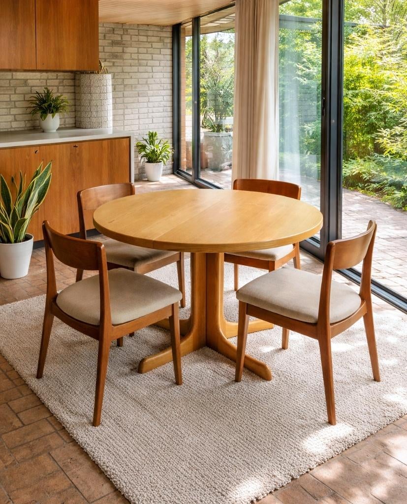 Ronde / ovale XL midcentury eettafel, Ophalen, 100 tot 150 cm, 200 cm of meer, Zo goed als nieuw