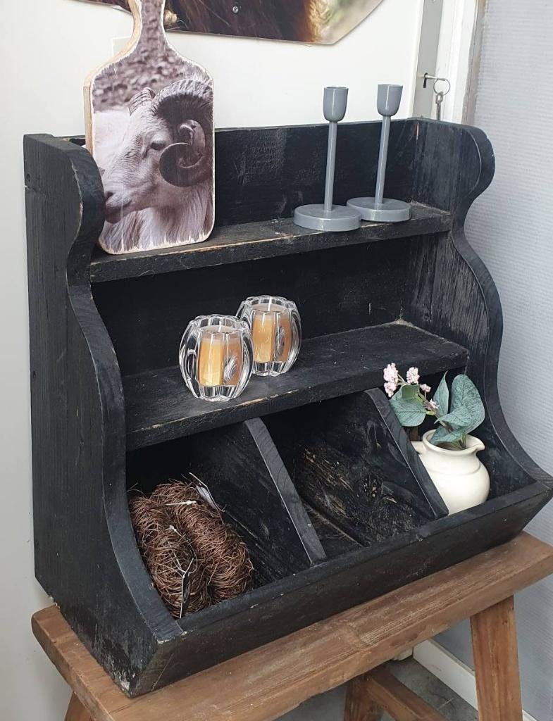 gruttersbak zwart, opbergen, vakkenbak, kastje, Huis en Inrichting, Woonaccessoires | Overige, Ophalen, Zo goed als nieuw