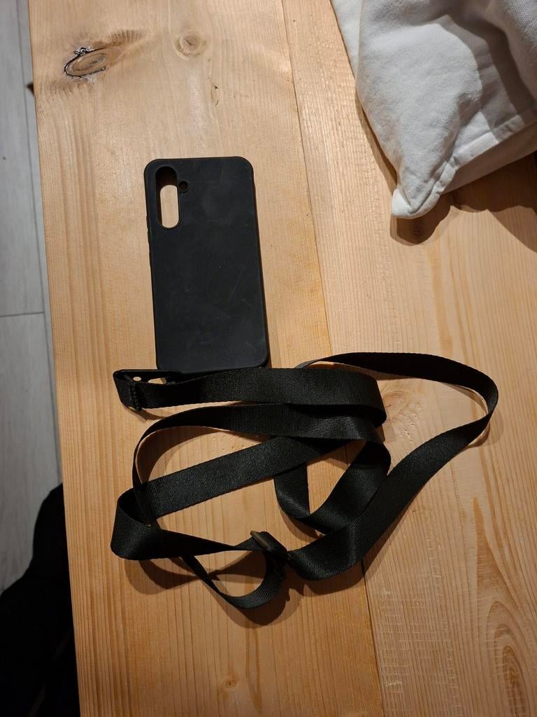 Zwart hoesje met koord voor Samsung Galaxy A54, Verzenden, Nieuw, Overige modellen, Hoesje of Tasje