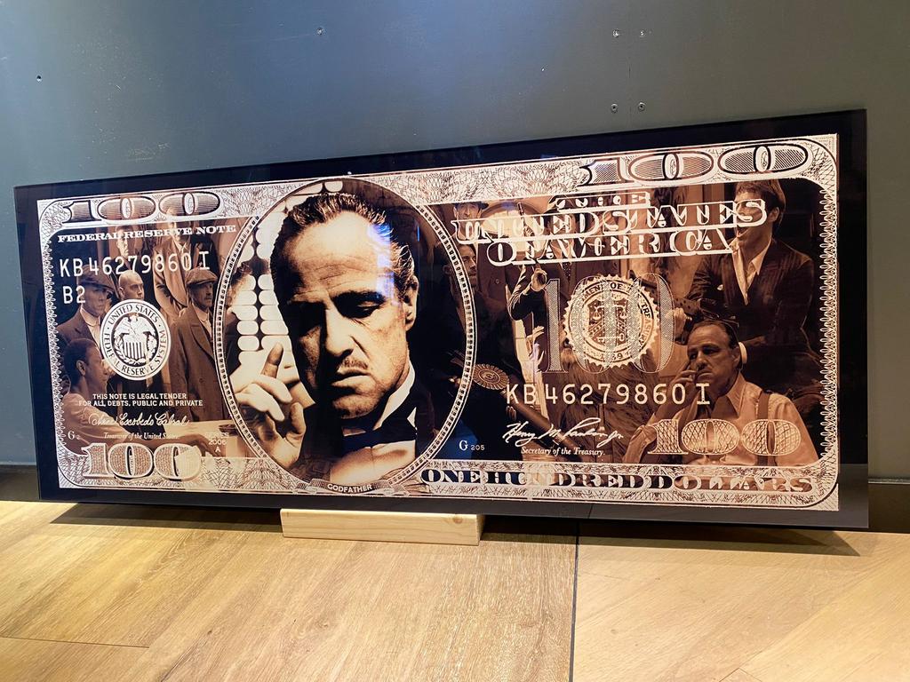 Prachtie Maffia plexiglas schilderij - The Godfather dollar, Ophalen of Verzenden