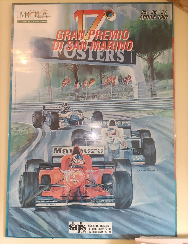 Formule 1 ferrari grand prix sanmarino 1997 poster origineel, Verzamelen, Ophalen, Zo goed als nieuw
