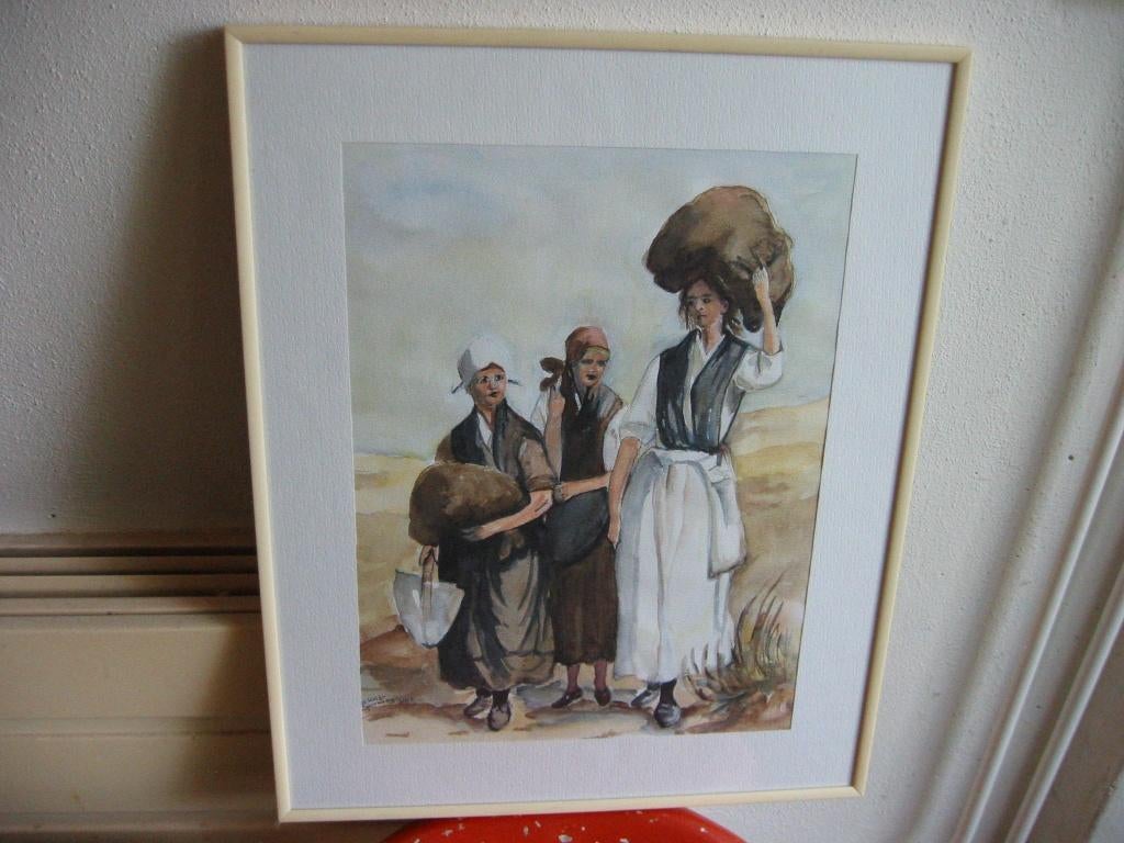 Vrouwen Katwijk / Aquarel, Ophalen of Verzenden