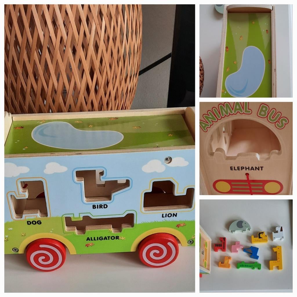 Helemaal nieuw houten activeren bus, dieren., Kinderen en Baby's, Speelgoed | Houten speelgoed, Ophalen, Nieuw