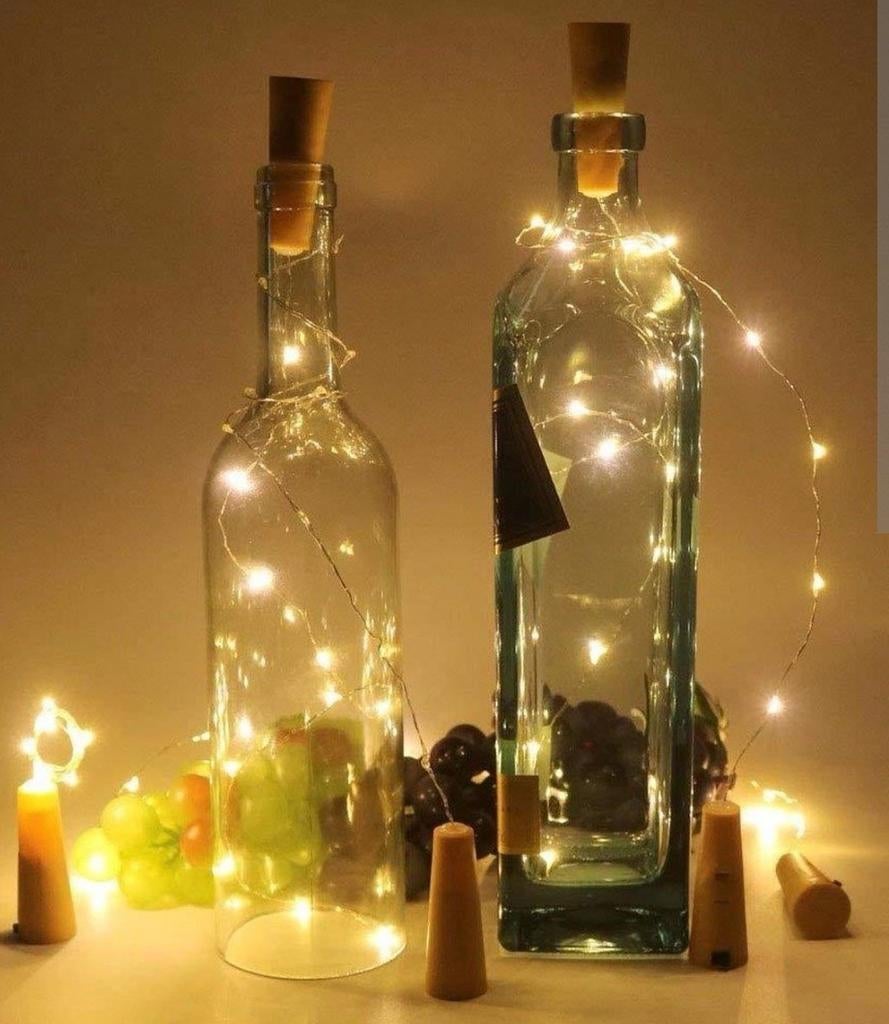 14x Kurk met LED-lampjes voor fles - Flesverlichting, Ophalen of Verzenden, Nieuw, Sfeervol, Decoratief, Feestelijk