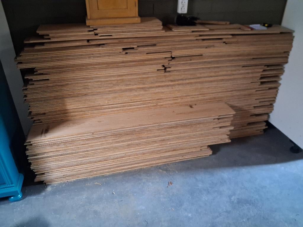 Eiken vloerdelen, multiplanken, Ophalen, Vloerdelen of -planken, Zo goed als nieuw, 10 m² of meer