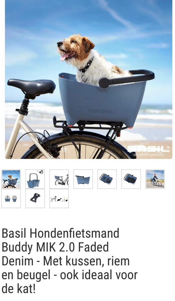 Basil buddy hondenfiets mand., Fietsen en Brommers, Fietsaccessoires | Fietsmanden, Ophalen, Zo goed als nieuw
