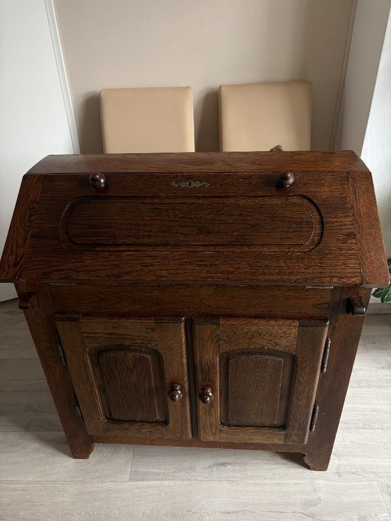 Eiken secretaire / bureau, Ophalen, Gebruikt, Donker eiken
