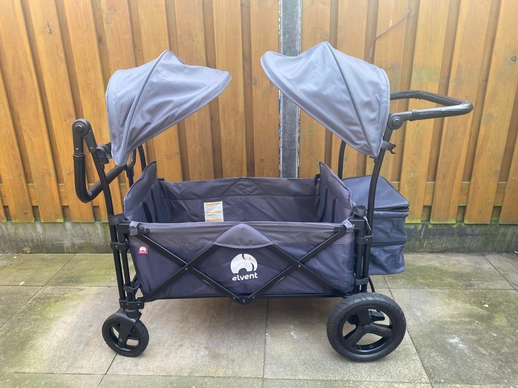 Elvent bolderkar voor 2 kindjes met zonbescherming, Caravans en Kamperen, Bolderkarren, Ophalen, Opvouwbaar, Zo goed als nieuw