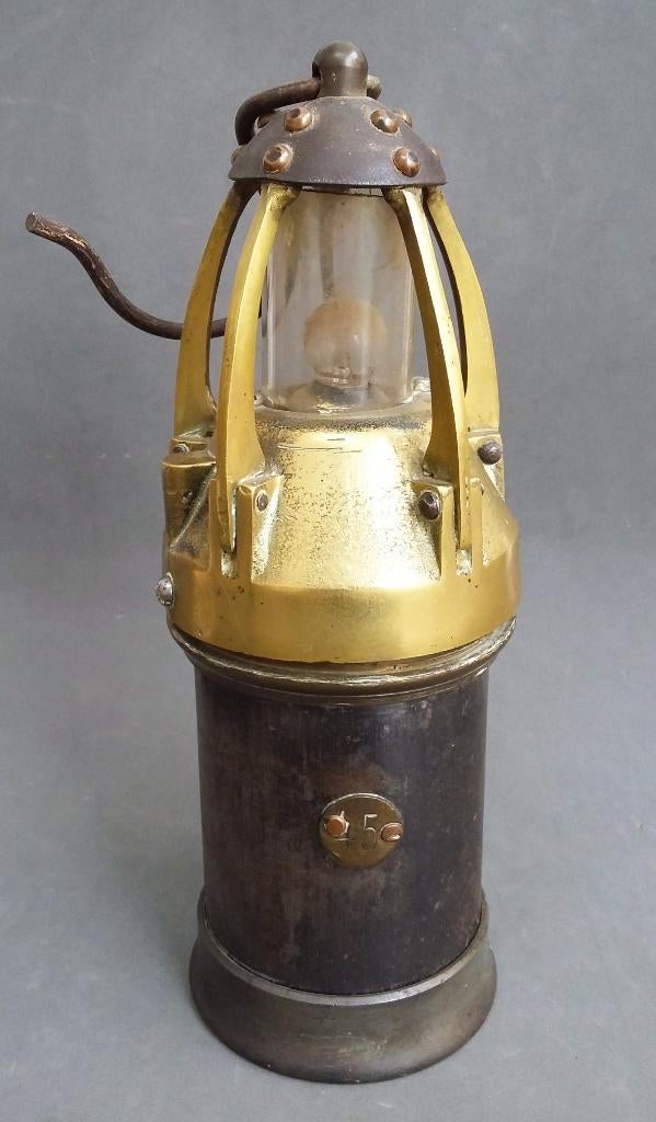 Antieke oude Mijnlamp Mijnwerkerslamp Minbouw Lamp, Antiek en Kunst, Ophalen of Verzenden