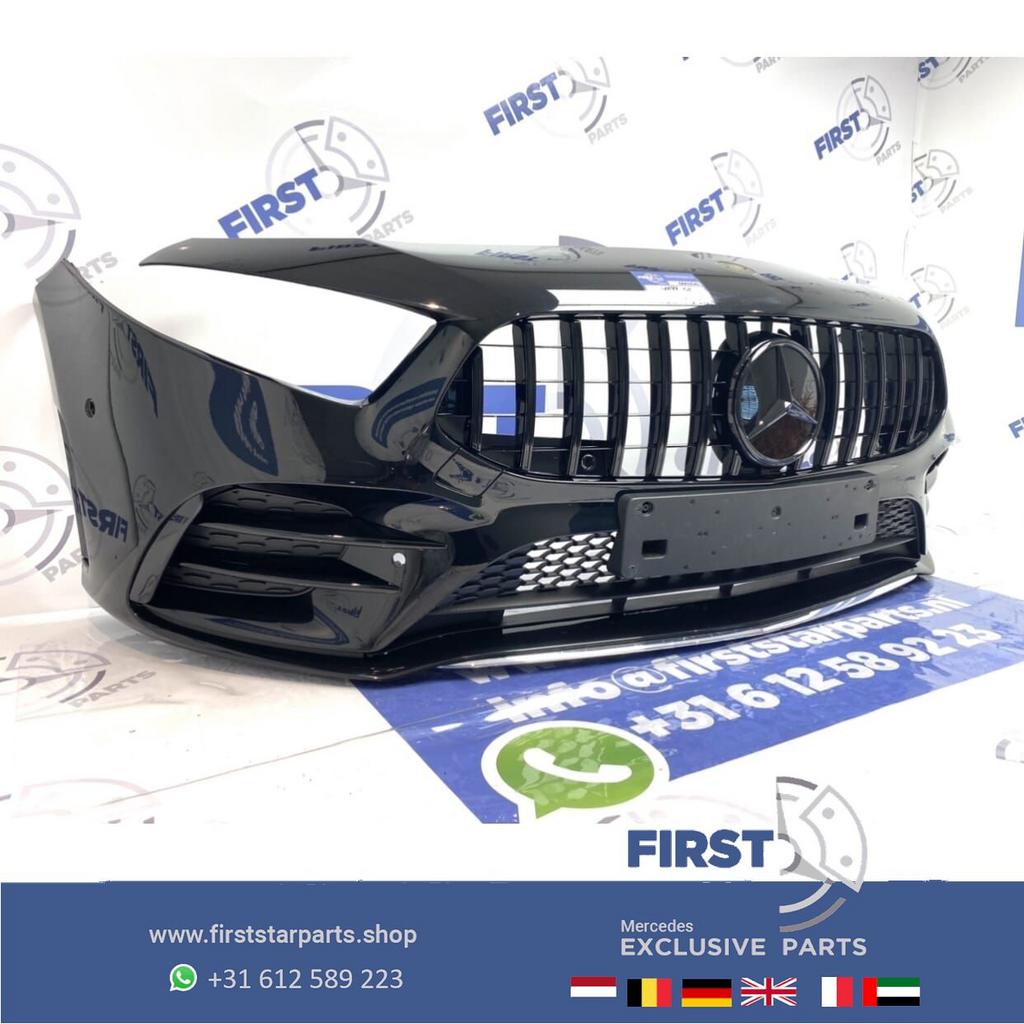 W177 AMG A35 VOORBUMPER A KLASSE 2020 35 ZWART COMPLEET MET, Gebruikt, -, Voor, Ophalen of Verzenden