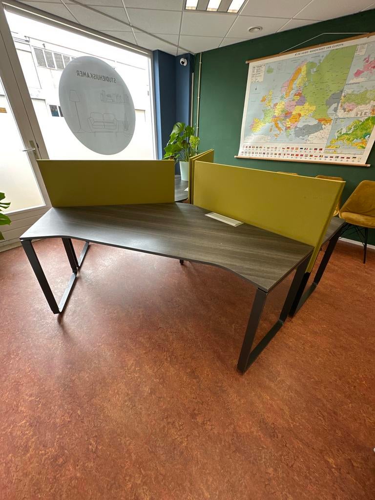 3-delig bureau met scheidingswanden - 180x95x75 cm per deel, Ophalen, Gebruikt, Grijs, Duo-bureau