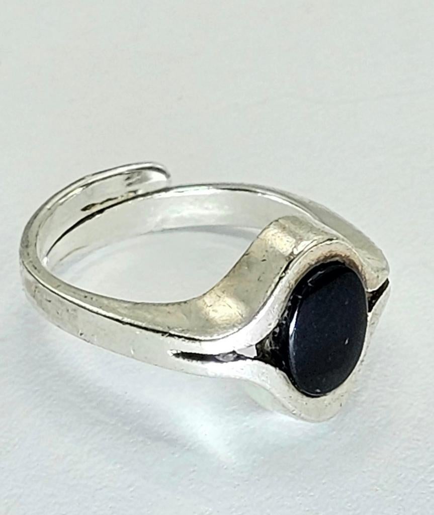 Zilveren Ring met Zwarte Onyx, Sieraden, Tassen en Uiterlijk, Ringen, Verzenden, ., ., Dame