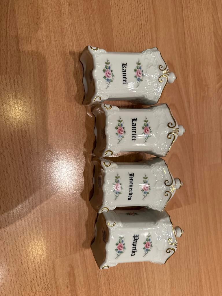 Gerold Porzellan Bavaria Kruidenpotjes - Kaneel, Paprika, Je, Antiek en Kunst, Ophalen of Verzenden