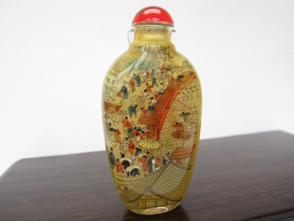 Chinese handbeschilderde snuff bottle, snuifflesje.0666#, Ophalen of Verzenden