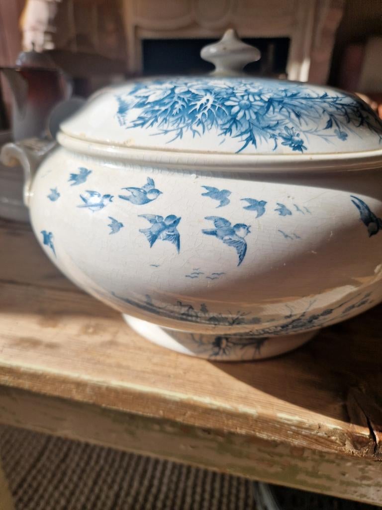 Beboterde soepterrine Terre de Fer Gien, Antiek en Kunst, Ophalen of Verzenden