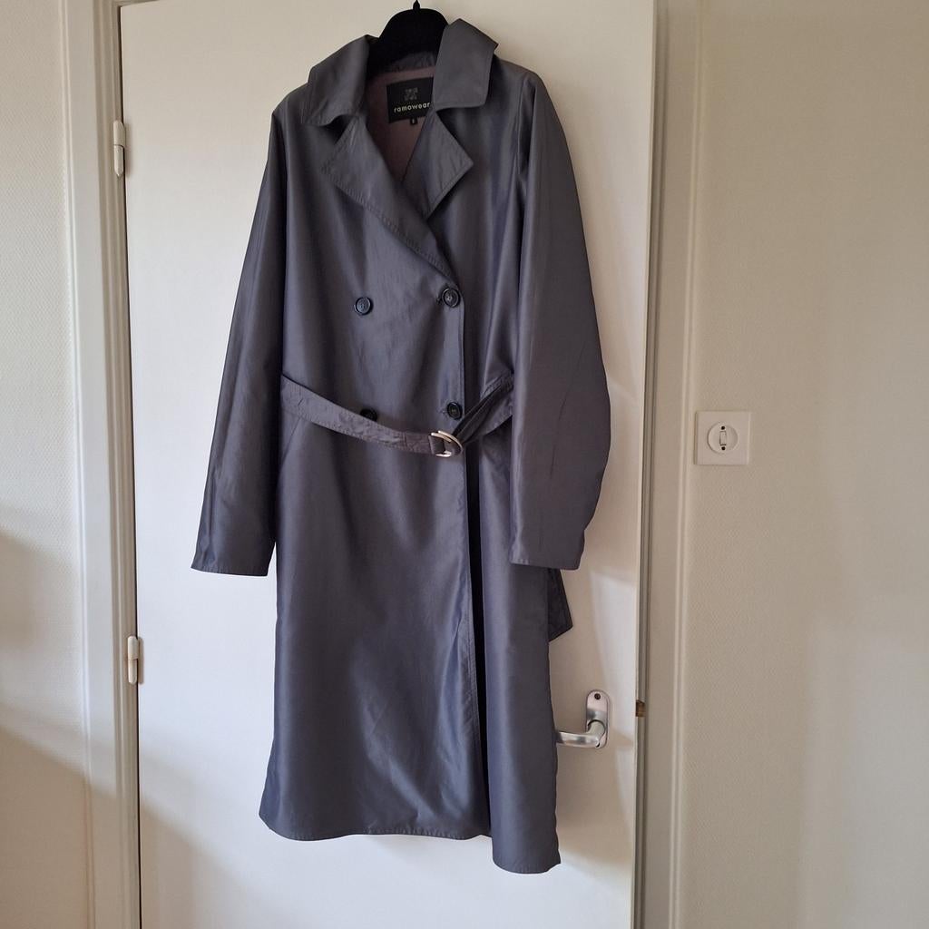 Trenchcoat  Ramosport grijs lang, Ophalen of Verzenden, Zo goed als nieuw, Maat 36 (S), Ramosport