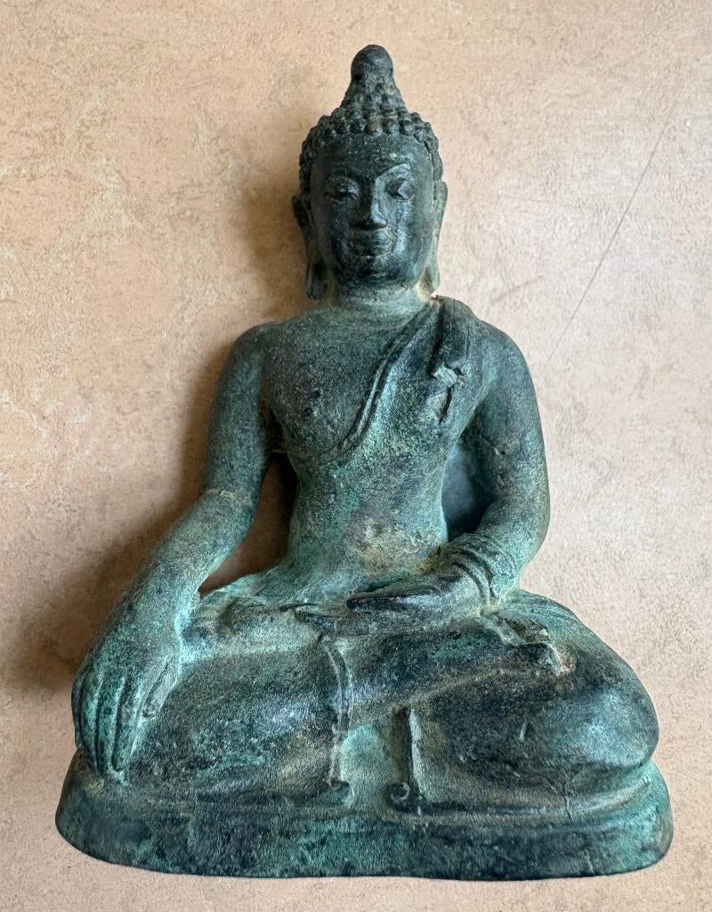 Bronzen Boeddha beeldje, 11 cm, oud, Antiek en Kunst, Ophalen of Verzenden