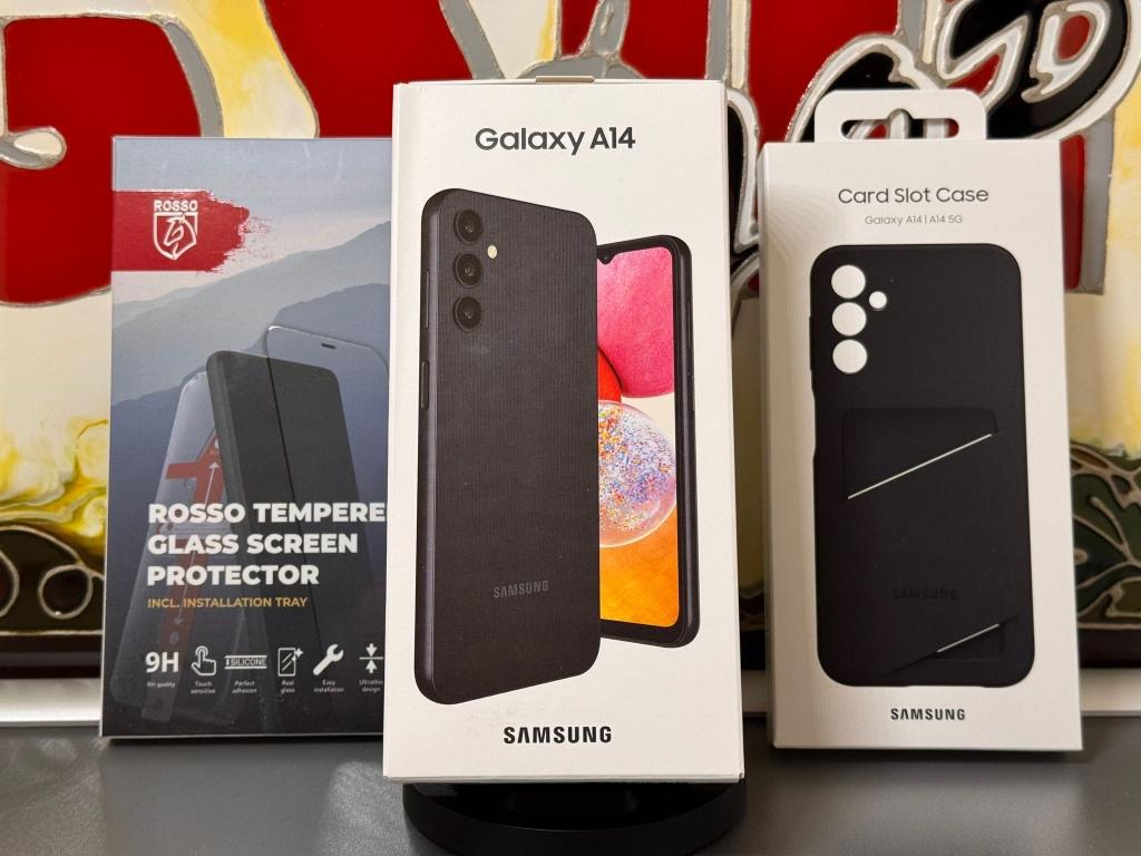 Samsung Galaxy A14 64GB Black Nieuw +HOESJE & TEMPERED GLASS, Samsung, Zwart, Touchscreen, Nieuw
