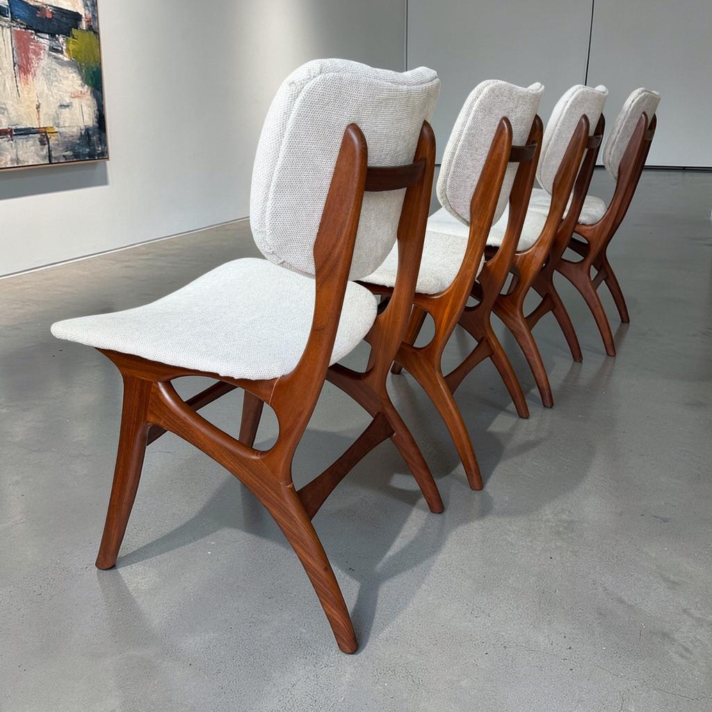 Vintage Pynock eetkamerstoelen | vintage Dutch design stoel, Huis en Inrichting, Stoelen, Gebruikt, Vier, Hout, Bruin, Ophalen