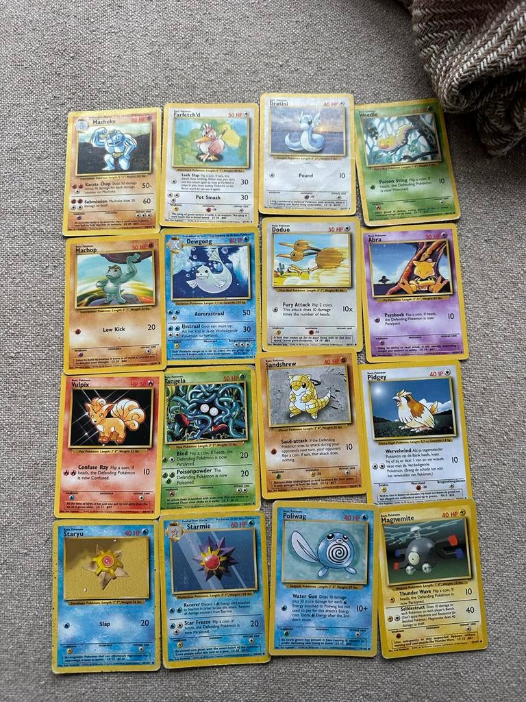 Pokémon base set kaarten uit 1995, Ophalen of Verzenden, Gebruikt, Meerdere kaarten