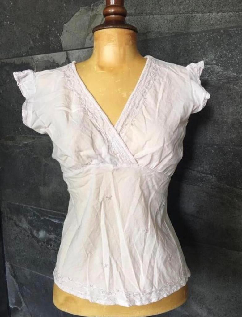 Cute Options India puur katoen blouse top lichtroze m.36-38, Ophalen of Verzenden, Zo goed als nieuw, Korte mouw, Roze