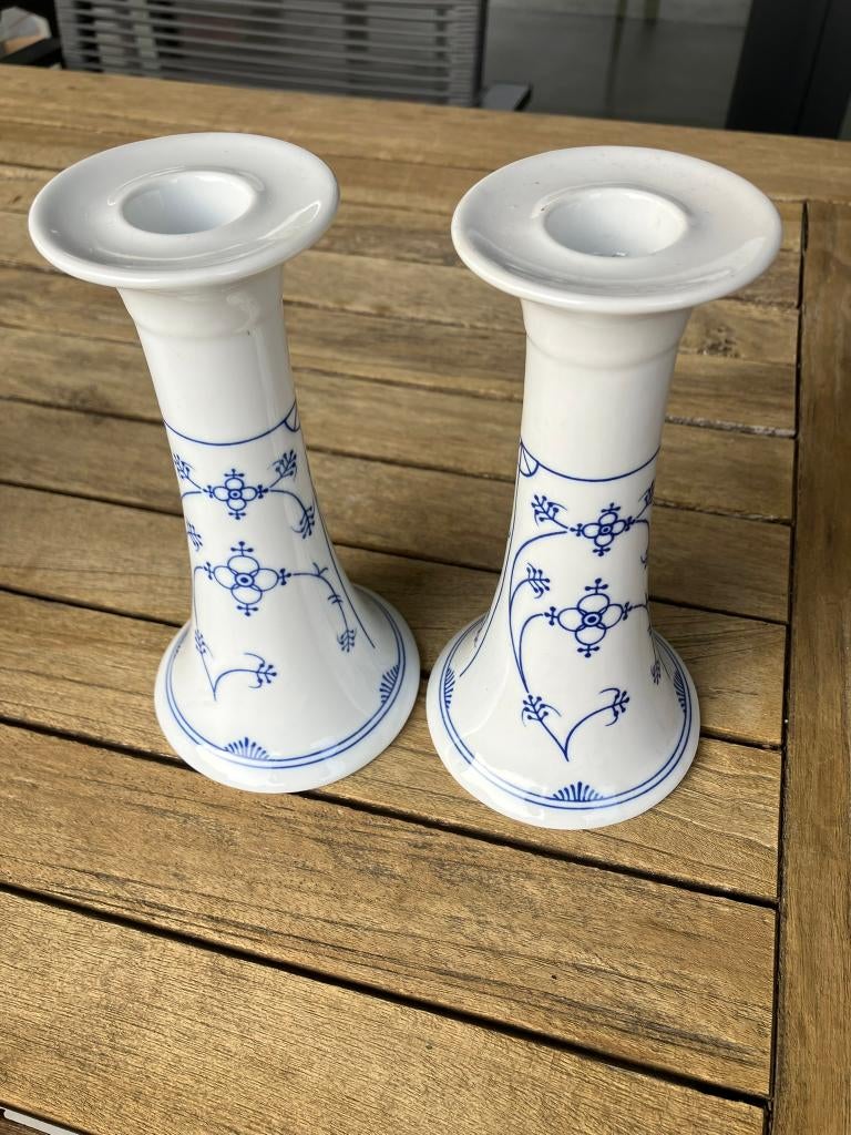 Saksisch blauw servies - 2 kandelaars, Antiek en Kunst, Ophalen of Verzenden