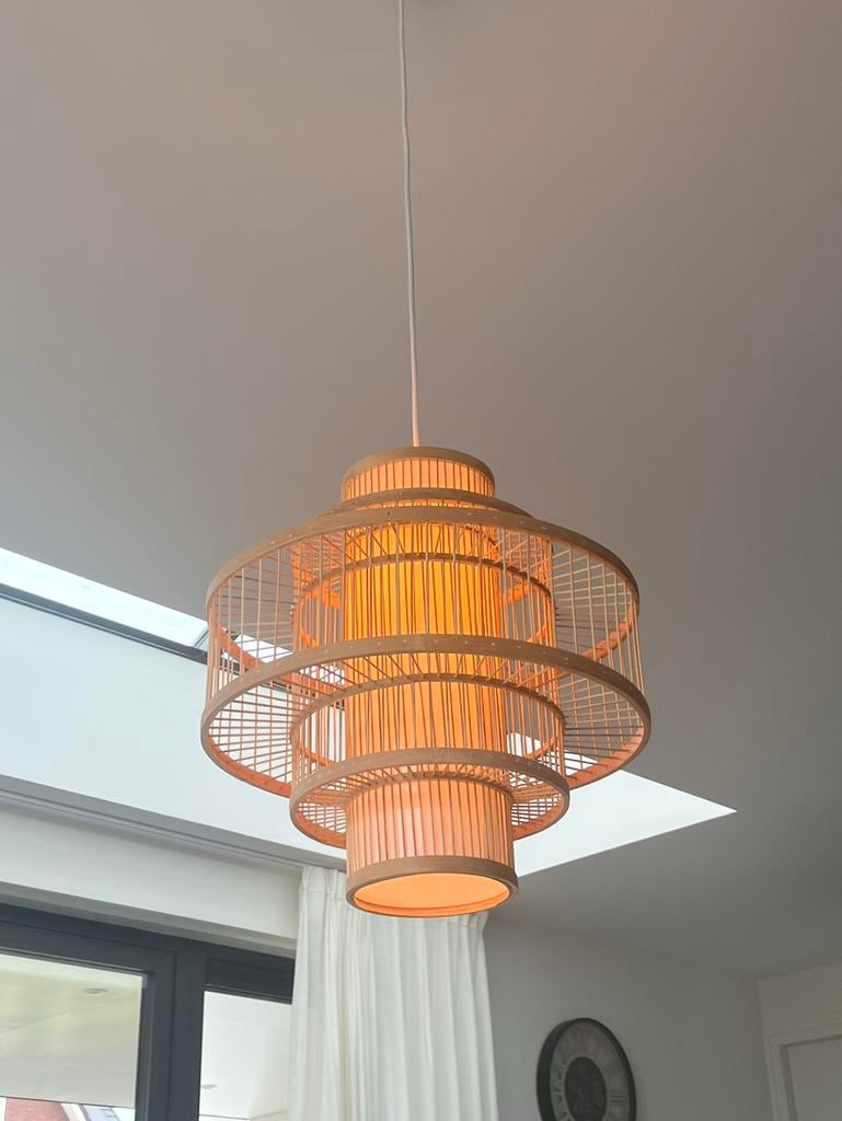 Handgemaakte bamboe lampen uit Vietnam – warme sfeer in huis, Overige materialen, Bamboe, Ophalen of Verzenden, Zo goed als nieuw