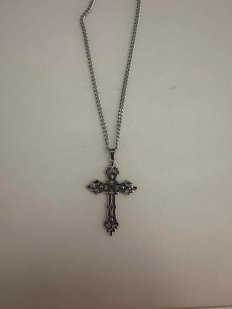 Zilveren kruis ketting, Verzenden, Zo goed als nieuw, Zilver, Overige materialen