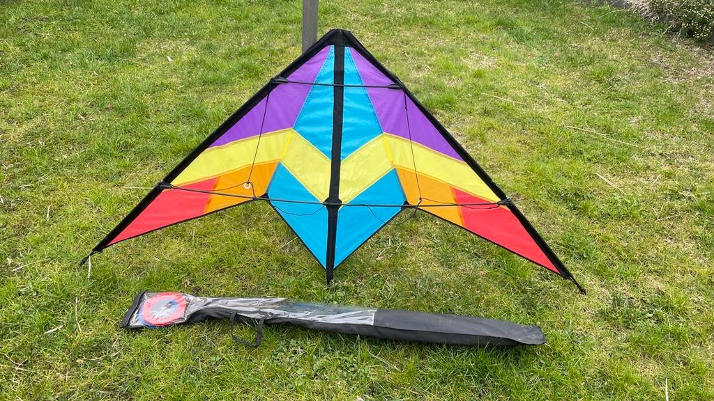 Kleurrijke vlieger 170x84cm, Ophalen of Verzenden, Gebruikt, Tweelijns, Vlieger