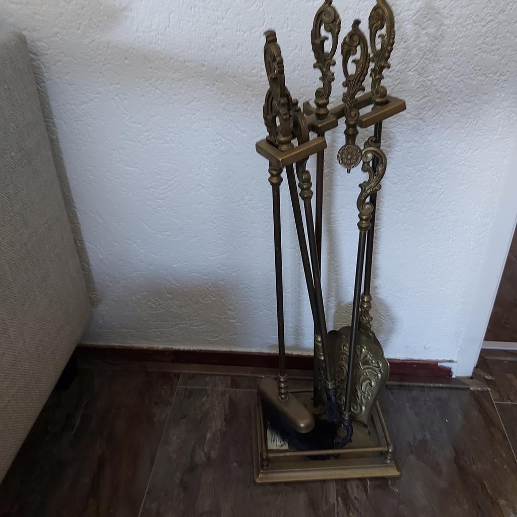 Schoorsteen/openhaard sier veegset koper kleur., Ophalen of Verzenden