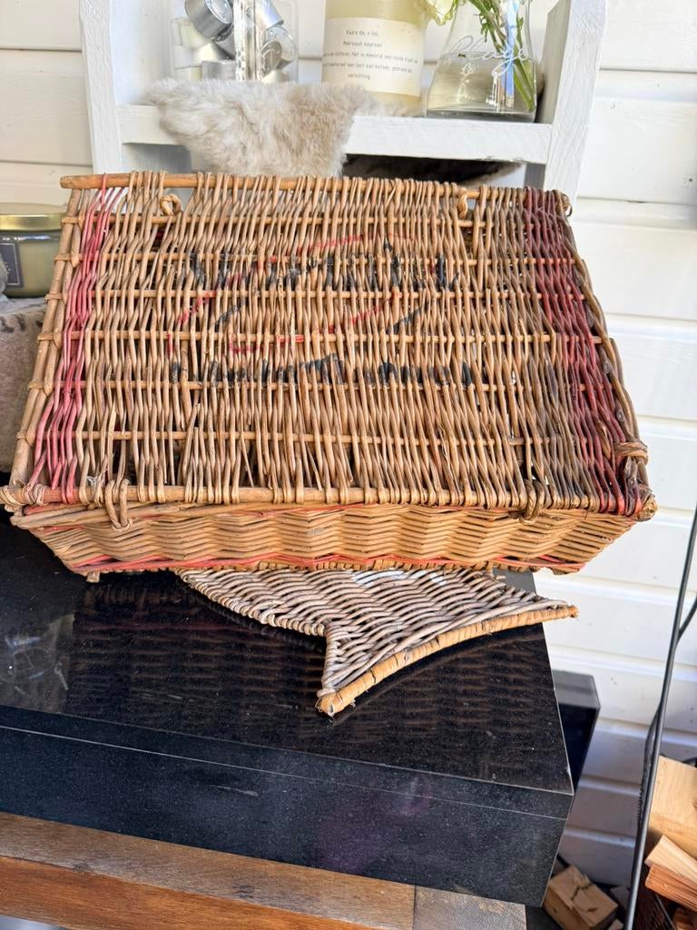 Vintage franse champagne mand, Ophalen, Gebruikt, Mand, Riet