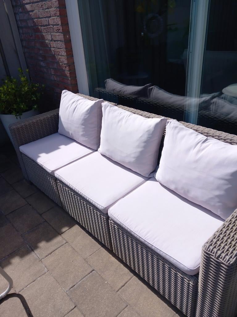 Loungebank kussens beige 3x zit 3x rugkussen exclusief bank, Ophalen