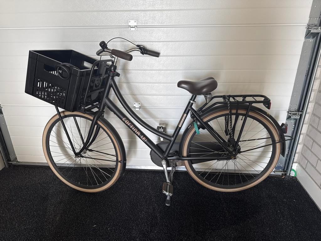 Cortina dames fiets met krat, Versnellingen, Trommelrem, Ophalen, Overige merken