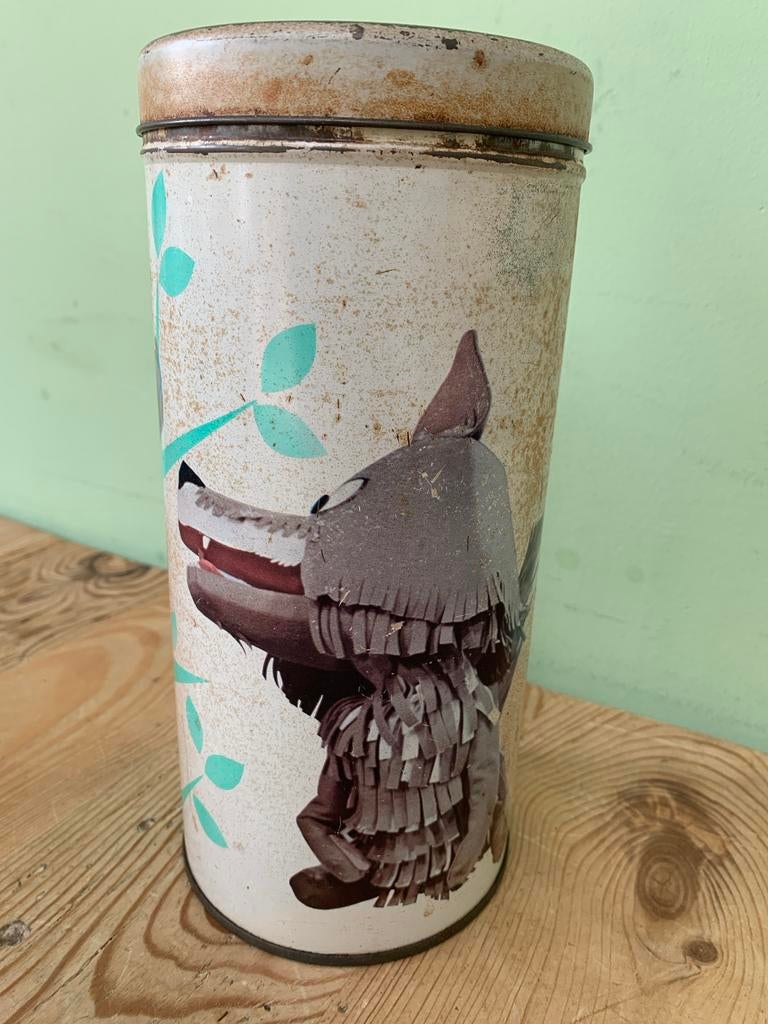 Vintage Bolletje Beschuitblik De Fabeltjeskrant, Verzamelen, Ophalen of Verzenden, Gebruikt, Beschuit, Bolletje