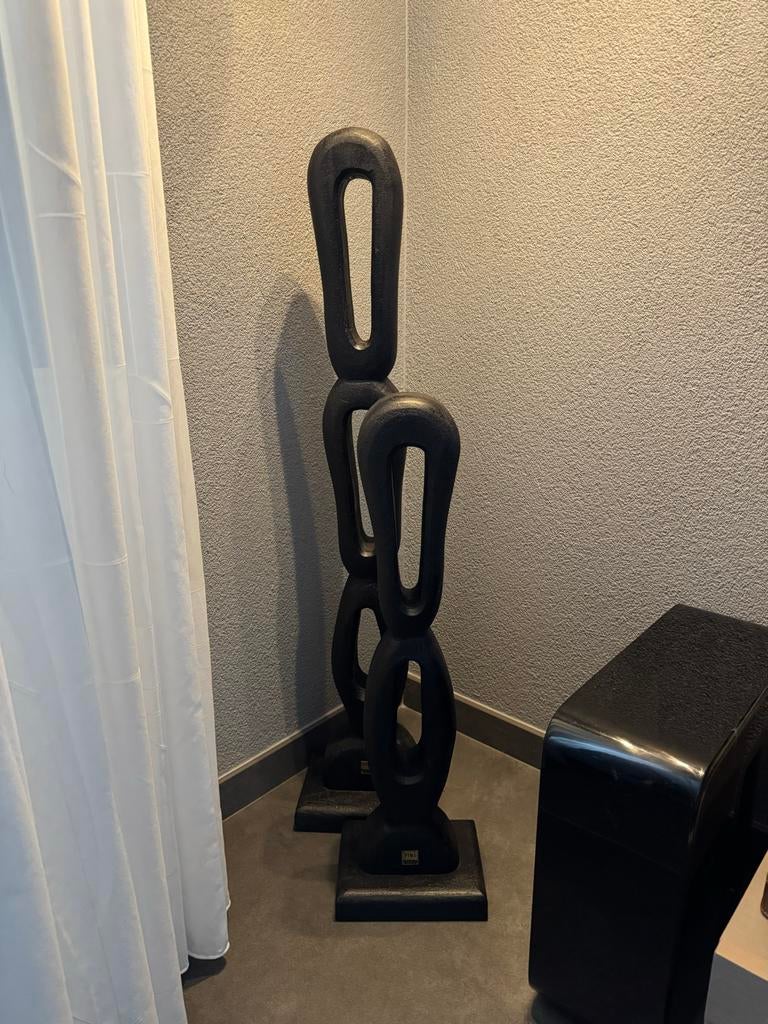 PTMD Decoratieve Standbeeld Rhyce - Hout - Zwart, Ophalen of Verzenden, Zo goed als nieuw