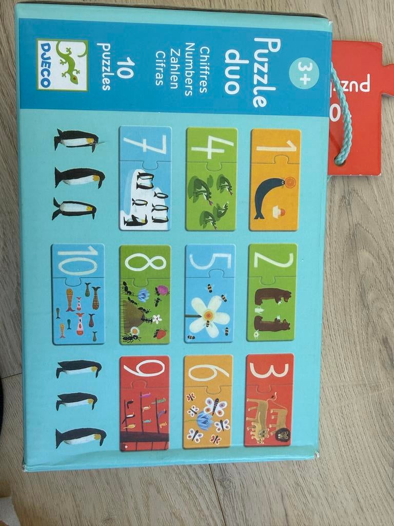Djeco Puzzle Duo Nummers - Leer tellen met dieren, Ophalen of Verzenden, 10 tot 50 stukjes, Zo goed als nieuw, 2 tot 4 jaar