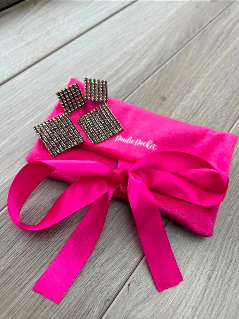 Paulie Pocket Oorbellen met Strass - Nieuw, Sieraden, Tassen en Uiterlijk, Oorbellen, Overige materialen, Zwart, Onbekend, Nieuw