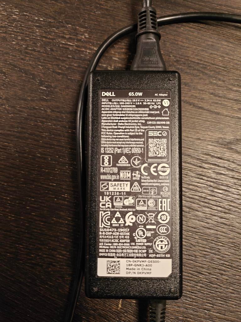 Dell 65W Laptop Oplader - Origineel (3 stuks beschikbaar), Computers en Software, Ophalen of Verzenden, Gebruikt, Dell