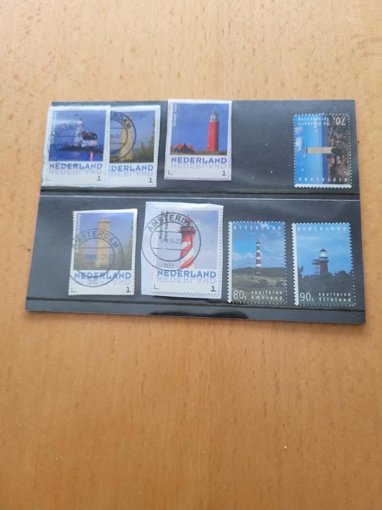 Mapje met 7 Nederlandse postzegels - Vuurtorens, Ophalen of Verzenden