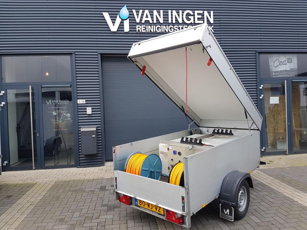 Telewash installatie 650L 2-mans in aanhangwagen, Tuin en Terras, Hogedrukreinigers, Gebruikt, Accu, Ophalen