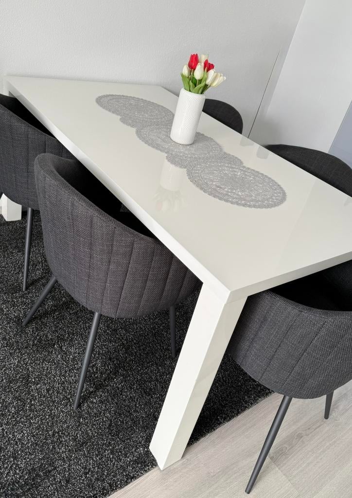 Salontafel + eettafel wit lak zgan, Huis en Inrichting, Tafels | Eettafels, Ophalen, 50 tot 100 cm, Zo goed als nieuw, 150 tot 200 cm