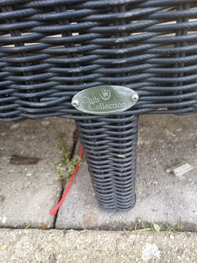 Loungeset Club Collection - Wicker Zwart, Tuin en Terras, Tuinsets en Loungesets, Gebruikt, Loungeset, Wicker, 6 zitplaatsen, Bank