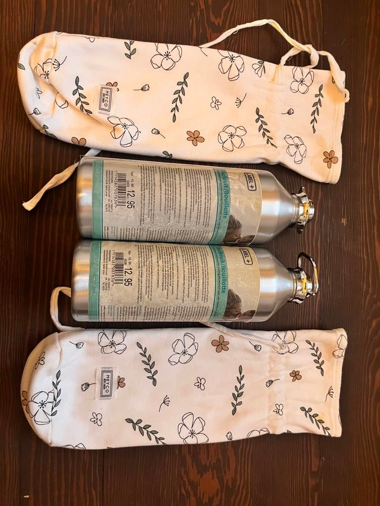 Baby kruiken met Meyco hoezen - set van 2, Ophalen, Gebruikt