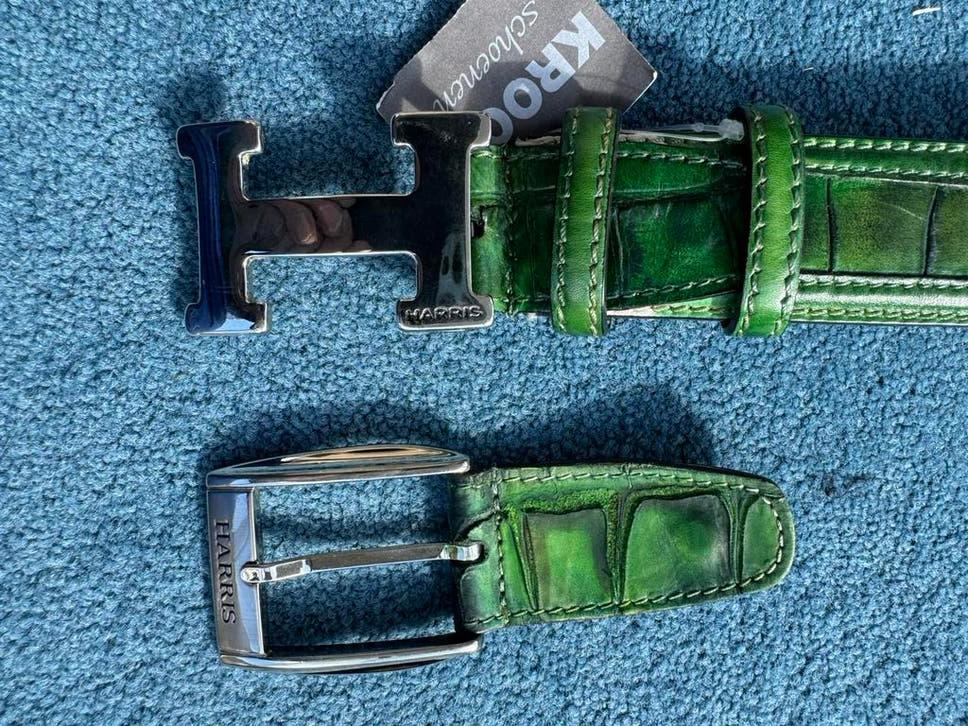 NIEUW Harris riem met 1x gesp/1x gesp met H-logo Groen Croco, Kleding | Heren, Riemen en Ceinturen, Overige kleuren, Verzenden