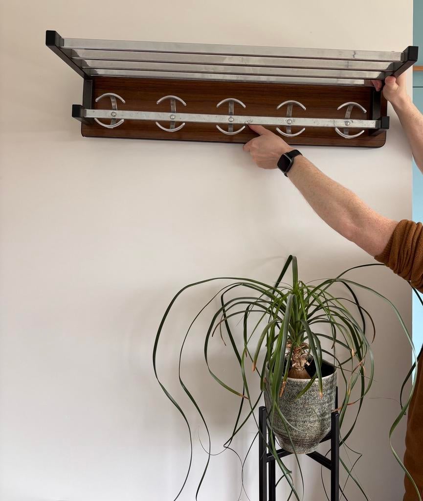 Kapstok met hoedenplank en vijf hangers, Huis en Inrichting, Woonaccessoires | Kapstokken, Ophalen, Metaal, Wandkapstok, Minder dan 100 cm